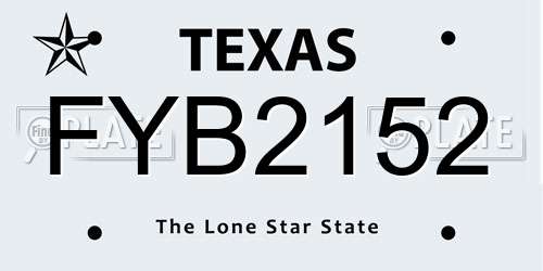 FYB2152 Texas License Plate