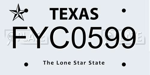 FYC0599 Texas License Plate