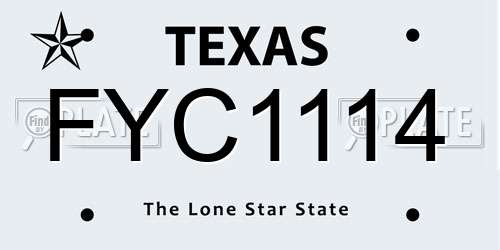 FYC1114 Texas License Plate