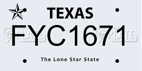 FYC1671 Texas License Plate