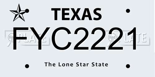 FYC2221 Texas License Plate