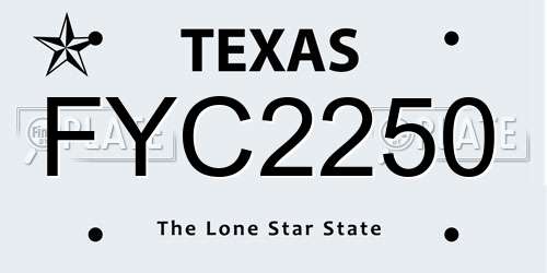 FYC2250 Texas License Plate