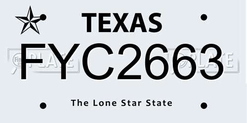 FYC2663 Texas License Plate