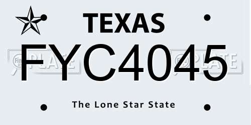 FYC4045 Texas License Plate
