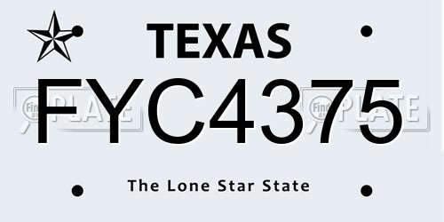 FYC4375 Texas License Plate