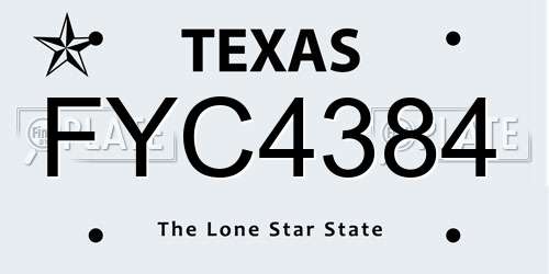FYC4384 Texas License Plate