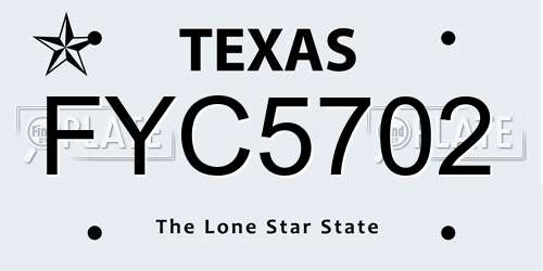 FYC5702 Texas License Plate