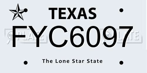 FYC6097 Texas License Plate