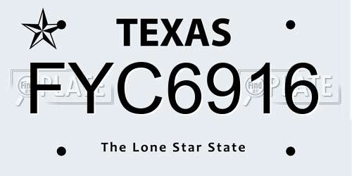 FYC6916 Texas License Plate