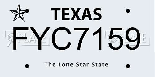FYC7159 Texas License Plate