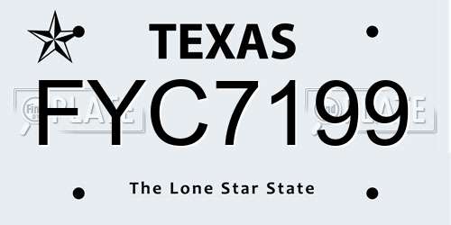 FYC7199 Texas License Plate