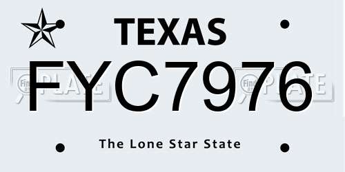 FYC7976 Texas License Plate