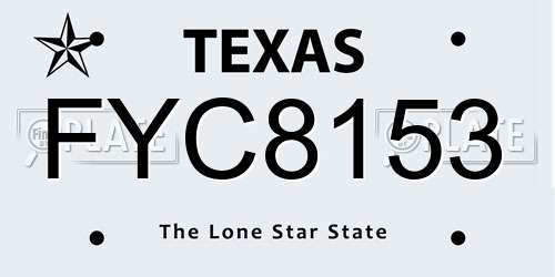 FYC8153 Texas License Plate