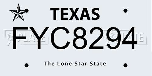 FYC8294 Texas License Plate