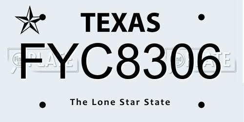 FYC8306 Texas License Plate