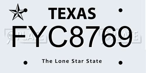 FYC8769 Texas License Plate