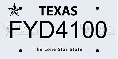 FYD4100 Texas License Plate