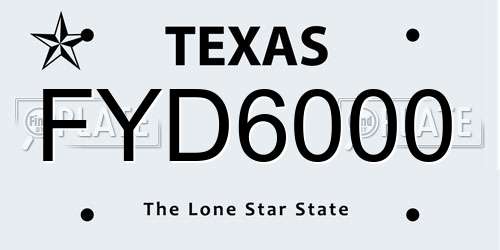 FYD6000 Texas License Plate