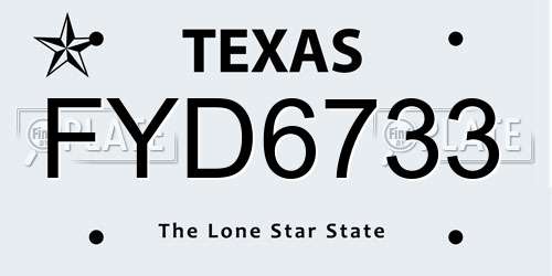 FYD6733 Texas License Plate