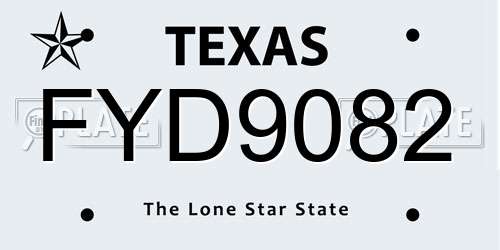 FYD9082 Texas License Plate