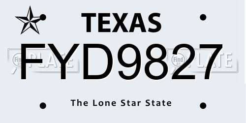 FYD9827 Texas License Plate