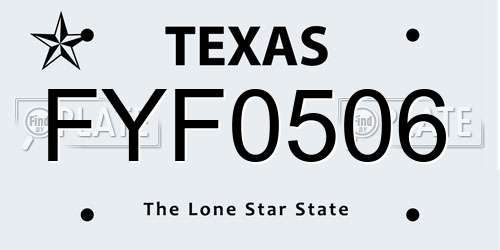 FYF0506 Texas License Plate