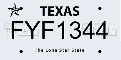 FYF1344 Texas License Plate