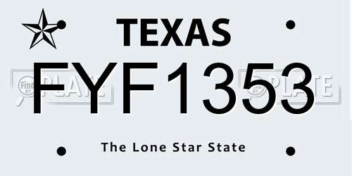 FYF1353 Texas License Plate