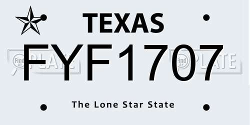 FYF1707 Texas License Plate