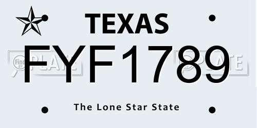 FYF1789 Texas License Plate
