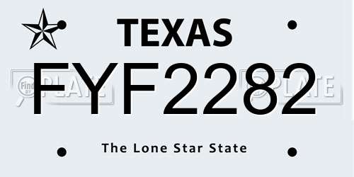 FYF2282 Texas License Plate