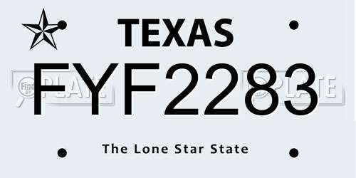 FYF2283 Texas License Plate