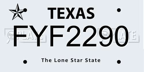 FYF2290 Texas License Plate