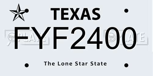 FYF2400 Texas License Plate