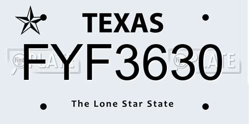 FYF3630 Texas License Plate