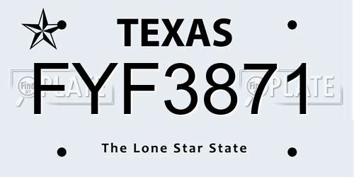 FYF3871 Texas License Plate