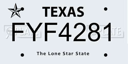 FYF4281 Texas License Plate