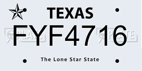 FYF4716 Texas License Plate