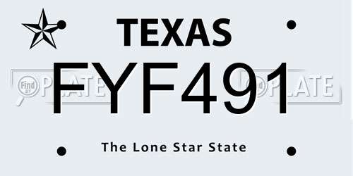 FYF491 Texas License Plate