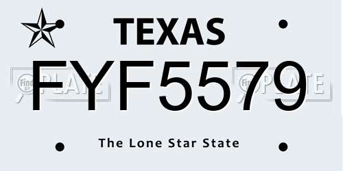FYF5579 Texas License Plate