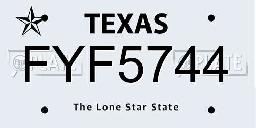 FYF5744 Texas License Plate