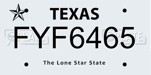 FYF6465 Texas License Plate