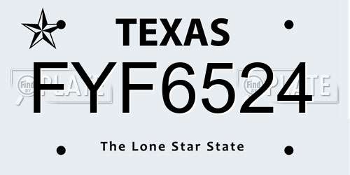 FYF6524 Texas License Plate