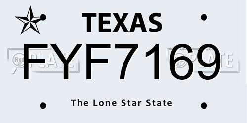 FYF7169 Texas License Plate