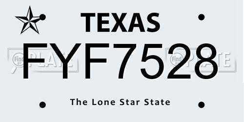 FYF7528 Texas License Plate