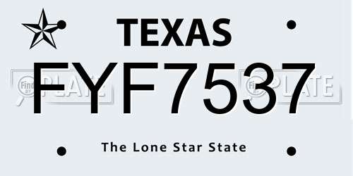 FYF7537 Texas License Plate