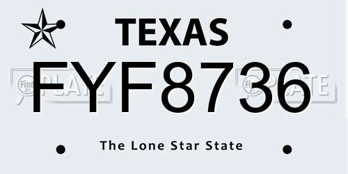 FYF8736 Texas License Plate