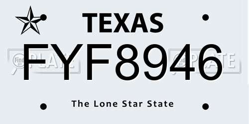FYF8946 Texas License Plate