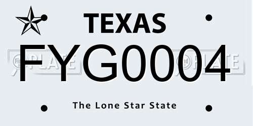 FYG0004 Texas License Plate