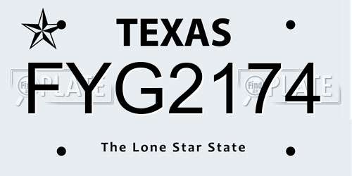 FYG2174 Texas License Plate